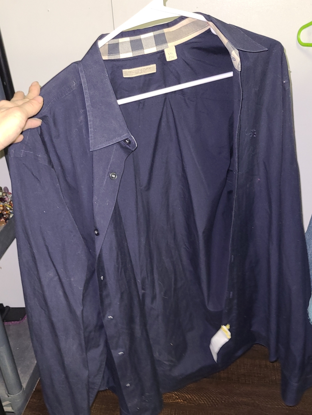 Burberry Navy Blue Lightweight Men's Shirt Button Up
